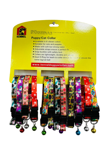 Kennel Printed Adjustable Puppy & Cat Click Collar (1/4") - 12 Pcs Header